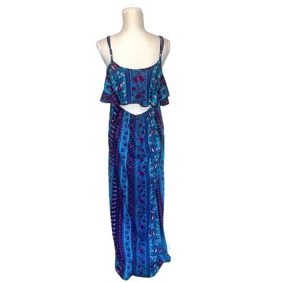 Earthbound Traders Silky Boho Open Back Beachy Maxi Dress Size Large - Picture 5 of 15